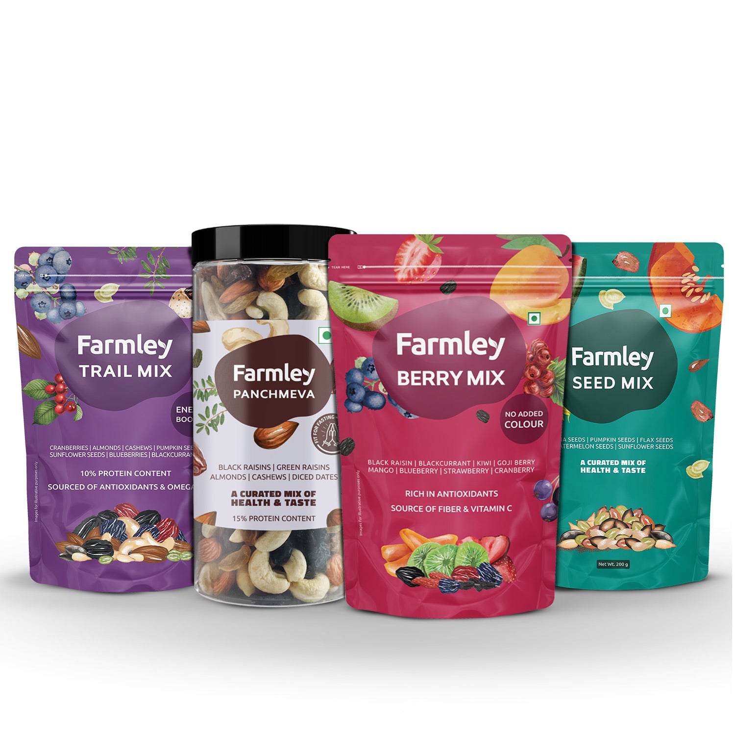 Dry Fruits, Berries & Seeds Mixes - Panchmeva (405g) + Berry Mix (200g